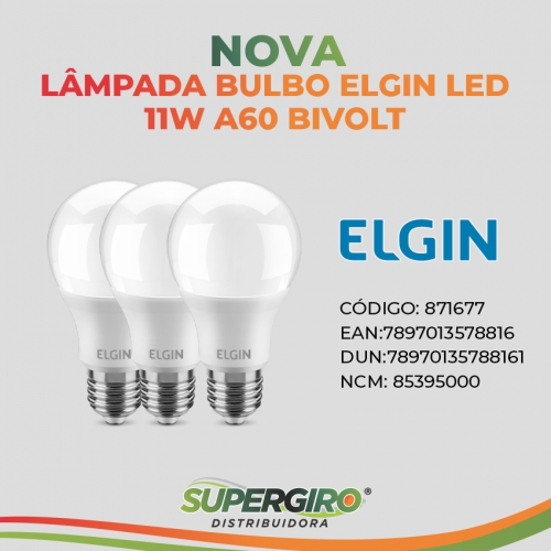 Nova lâmpada Bulbo Elgin LED 11W A60 Bivolt