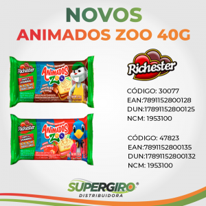 Novos Biscoitos Animados Zoo 40G