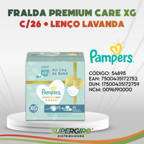 FRALDA PREMIUM CARE XG C26 + LENÇO LAVANDA